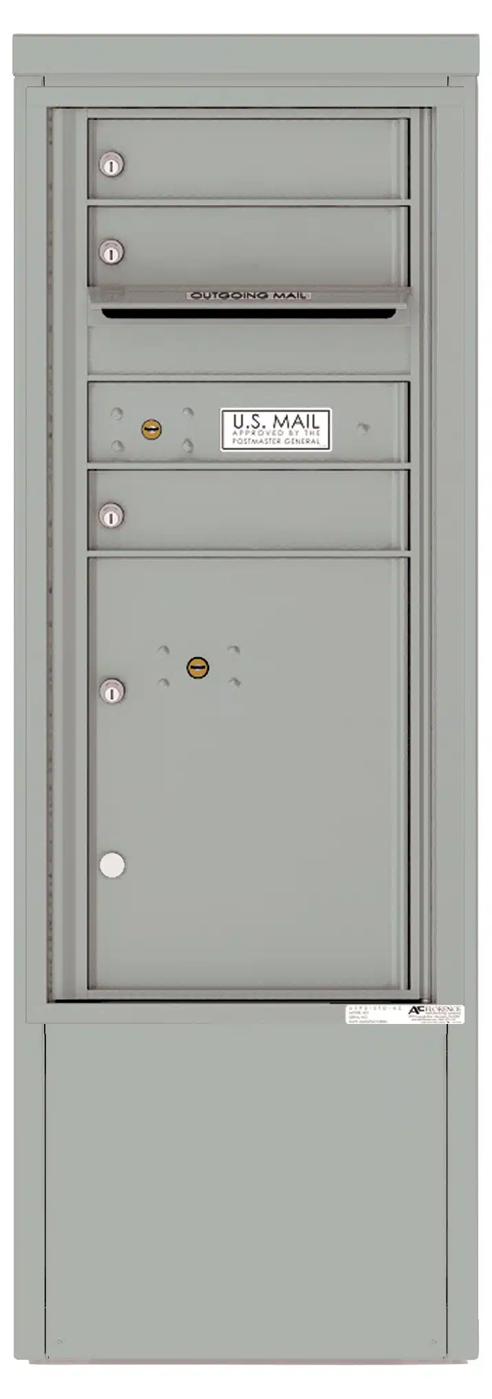 Florence 4C Depot Cabinet Mailbox – 3 Tenant Doors, 1 Parcel Locker – ADA Compliant Max Height – Front Loading – Private Access Product Image