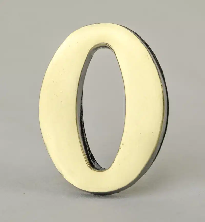 2 Inch Brass Number with Self Adhesive Back – Zero (0) Product Image