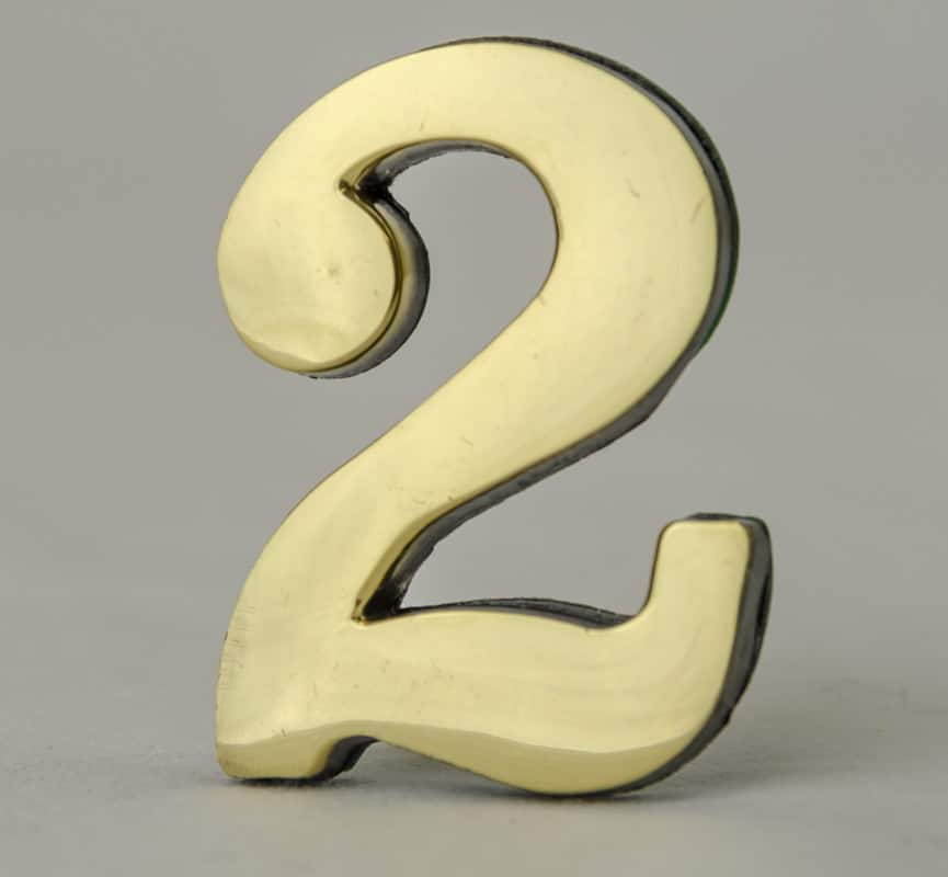2 Inch Brass Number with Self Adhesive Back – Two (2) Product Image