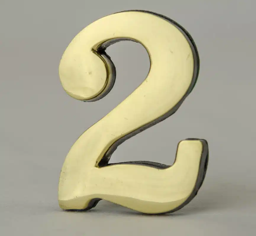 2 Inch Brass Number with Self Adhesive Back – Two (2) Product Image