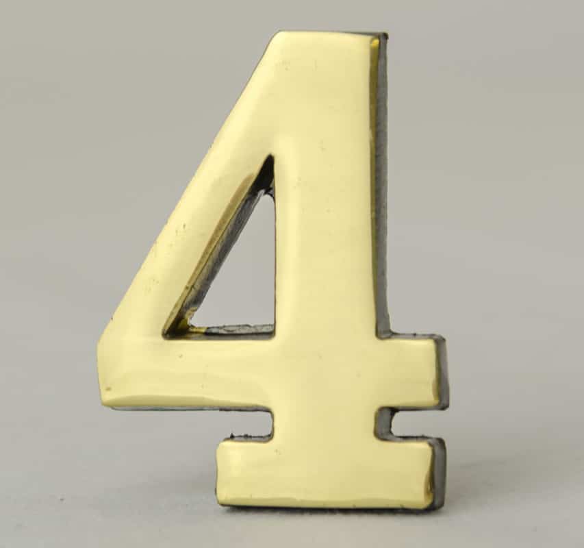 2 Inch Brass Number with Self Adhesive Back – Four (4) Product Image
