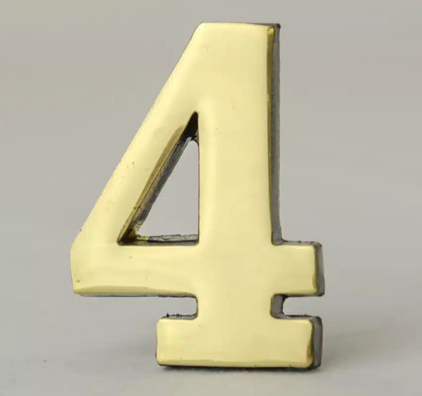 2 Inch Brass Number with Self Adhesive Back – Four (4) Product Image
