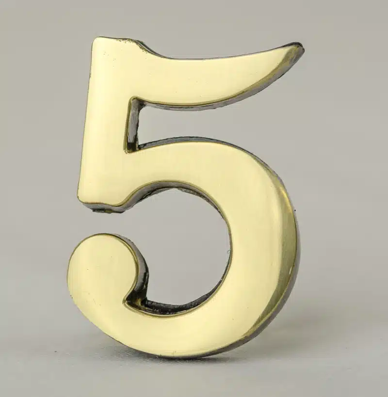 2 Inch Brass Number with Self Adhesive Back – Five (5) Product Image