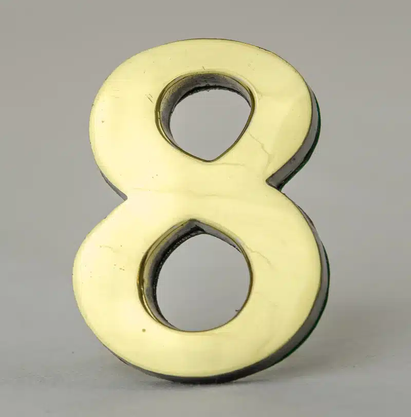 2 Inch Brass Number with Self Adhesive Back – Eight (8) Product Image