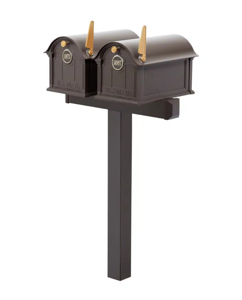 Balmoral Duo Mount Mailbox Set with Personalized Door Medallions – Available in Black, Bronze, and White Product Image