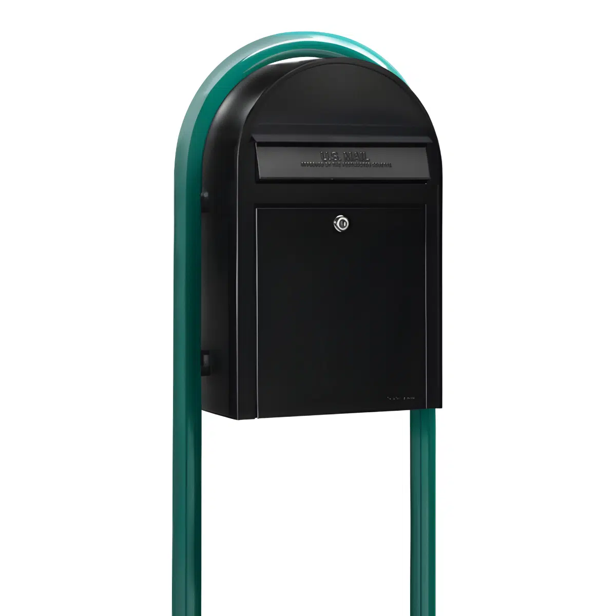 Bobi Classic Front Access Modern Locking Black Mailbox and Round Green Post Combo Product Image