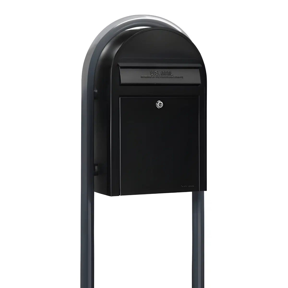 Bobi Classic Front Access Modern Locking Black Mailbox and Round Grey Post Combo Product Image