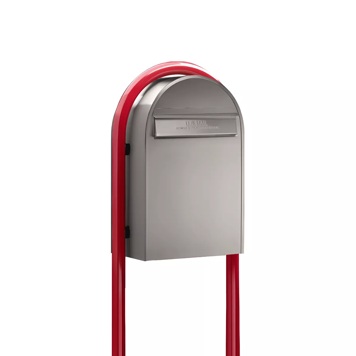 USPS Approved Bobi Classic B Rear Access Modern Locking Stainless Steel Mailbox and Round Red Post Combo Product Image
