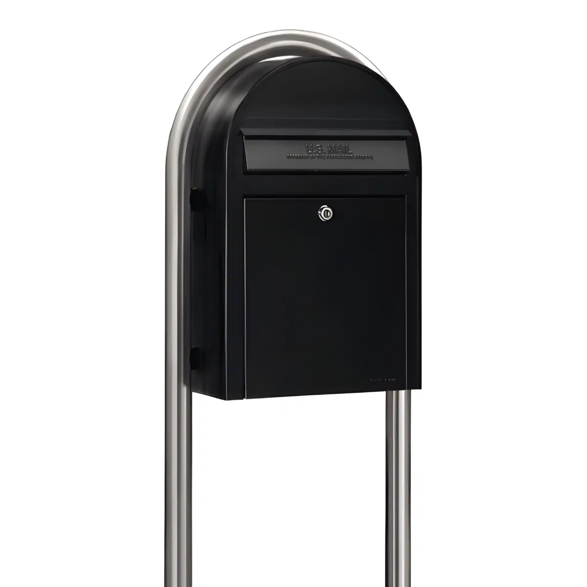 Bobi Classic Front Access Modern Locking Black Mailbox and Round Stainless Steel Post Combo Product Image