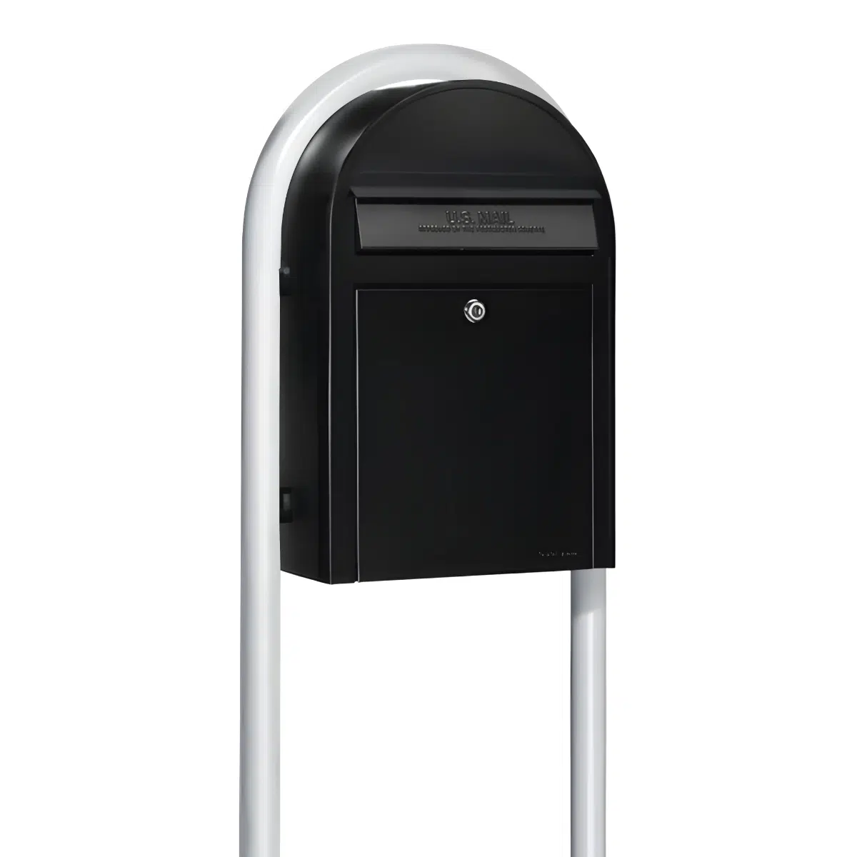 Bobi Classic Front Access Modern Locking Black Mailbox and Round White Post Combo Product Image