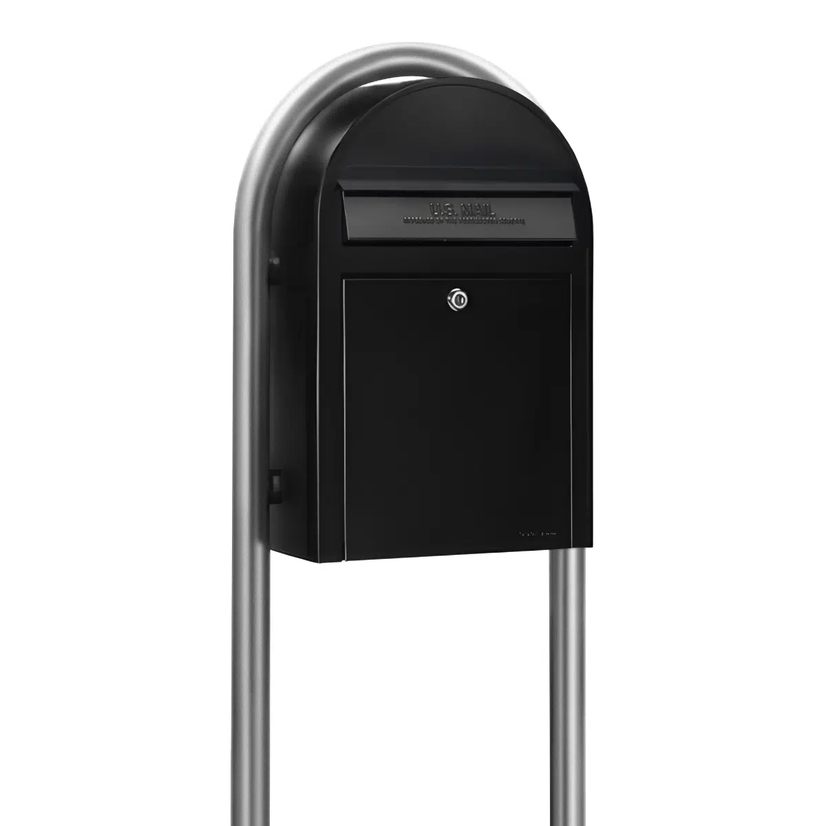 Bobi Classic Front Access Modern Locking Black Mailbox and Round Zinc Post Combo Product Image