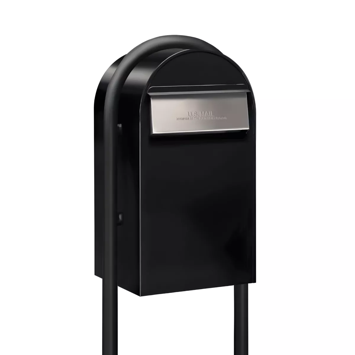USPS Approved Bobi Grande B Rear Access Modern Locking Black Mailbox with Round Black Post Combo – Stainless Steel Mail Slot – Secure Small Parcel Delivery Product Image