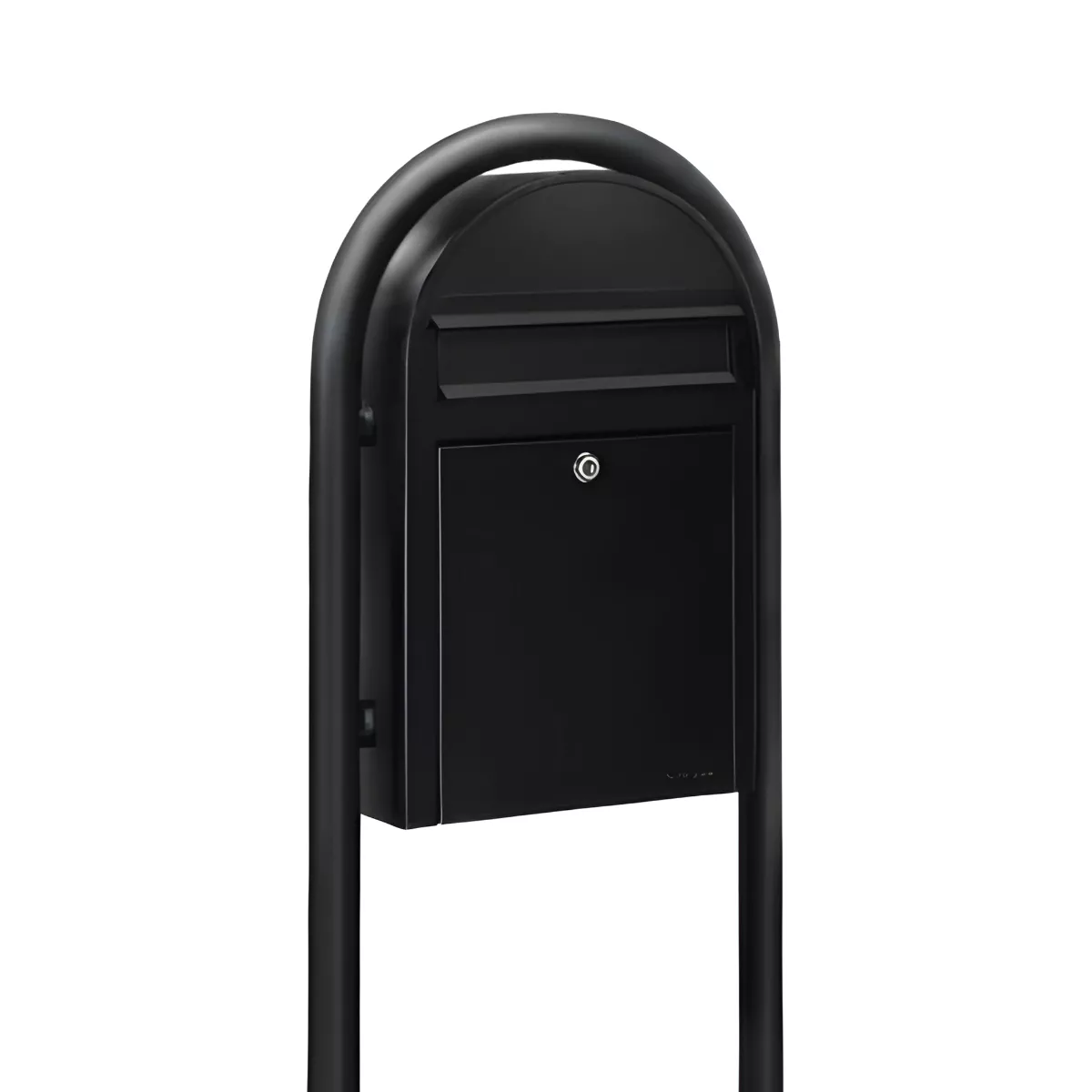 Bobi Classic Slim Front Access Modern Locking Black Mailbox and Round Black Post Combo Product Image