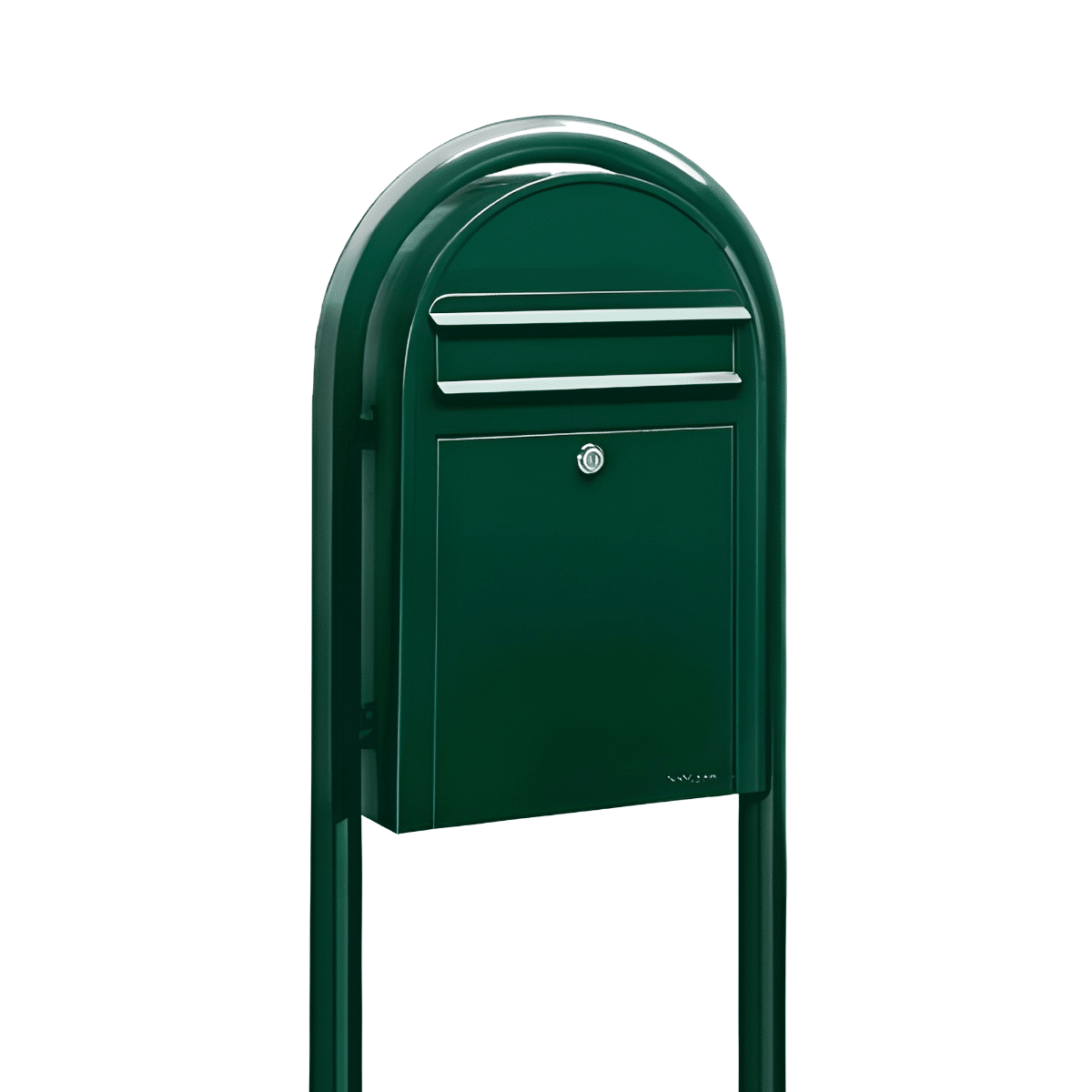 Bobi Classic Slim Front Access Modern Locking Green Mailbox and Round Green Post Combo Product Image