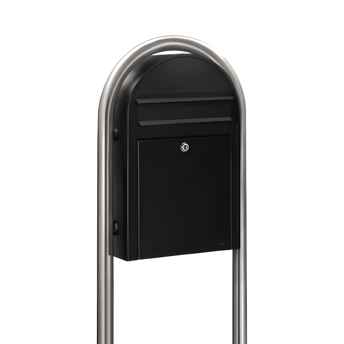 Bobi Classic Slim Front Access Modern Locking Black Mailbox and Round Stainless Steel Post Combo Product Image