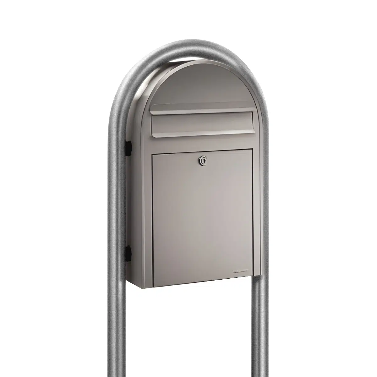 Bobi Classic Slim Front Access Modern Locking Stainless Steel Mailbox and Round Zinc Post Combo Product Image