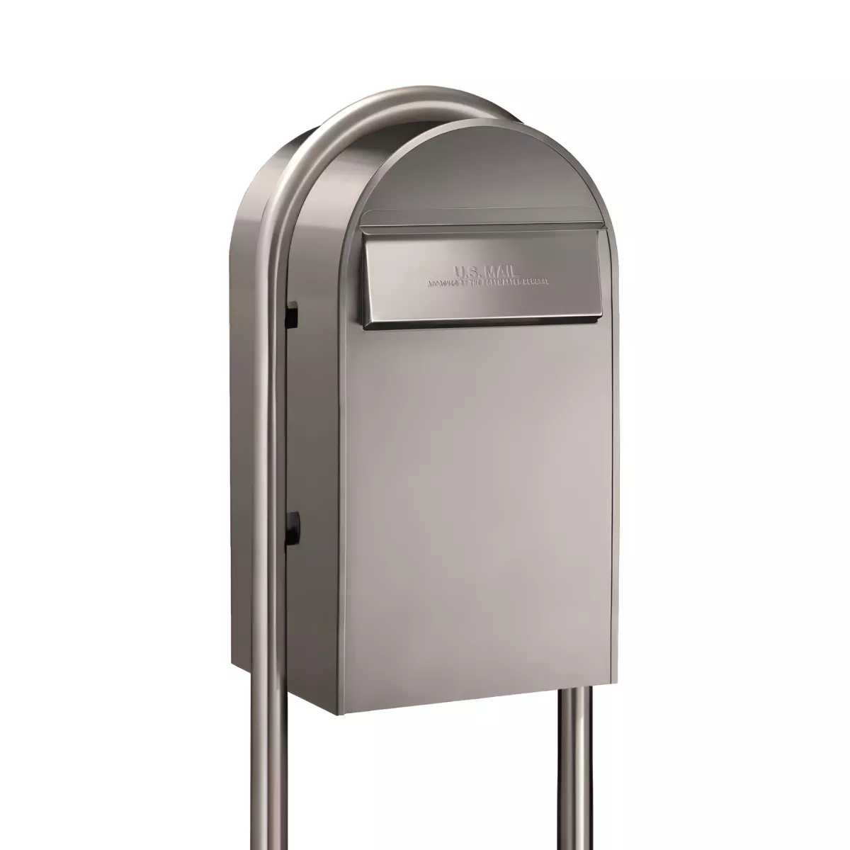 USPS Approved Bobi Grande B Rear Access Modern Locking Stainless Steel Mailbox with Round Zinc Post Combo – Secure Small Parcel Delivery Product Image