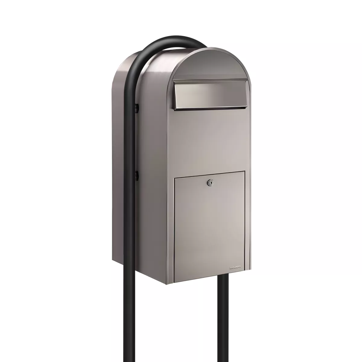 Bobi Jumbo Front Access Package Stainless Steel Mailbox and Round Black Post Combo Product Image