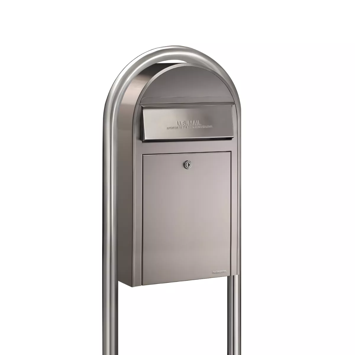 USPS Approved Bobi Grande Slim Front Access Modern Locking Stainless Steel Mailbox with Round Stainless Steel Post Combo Product Image