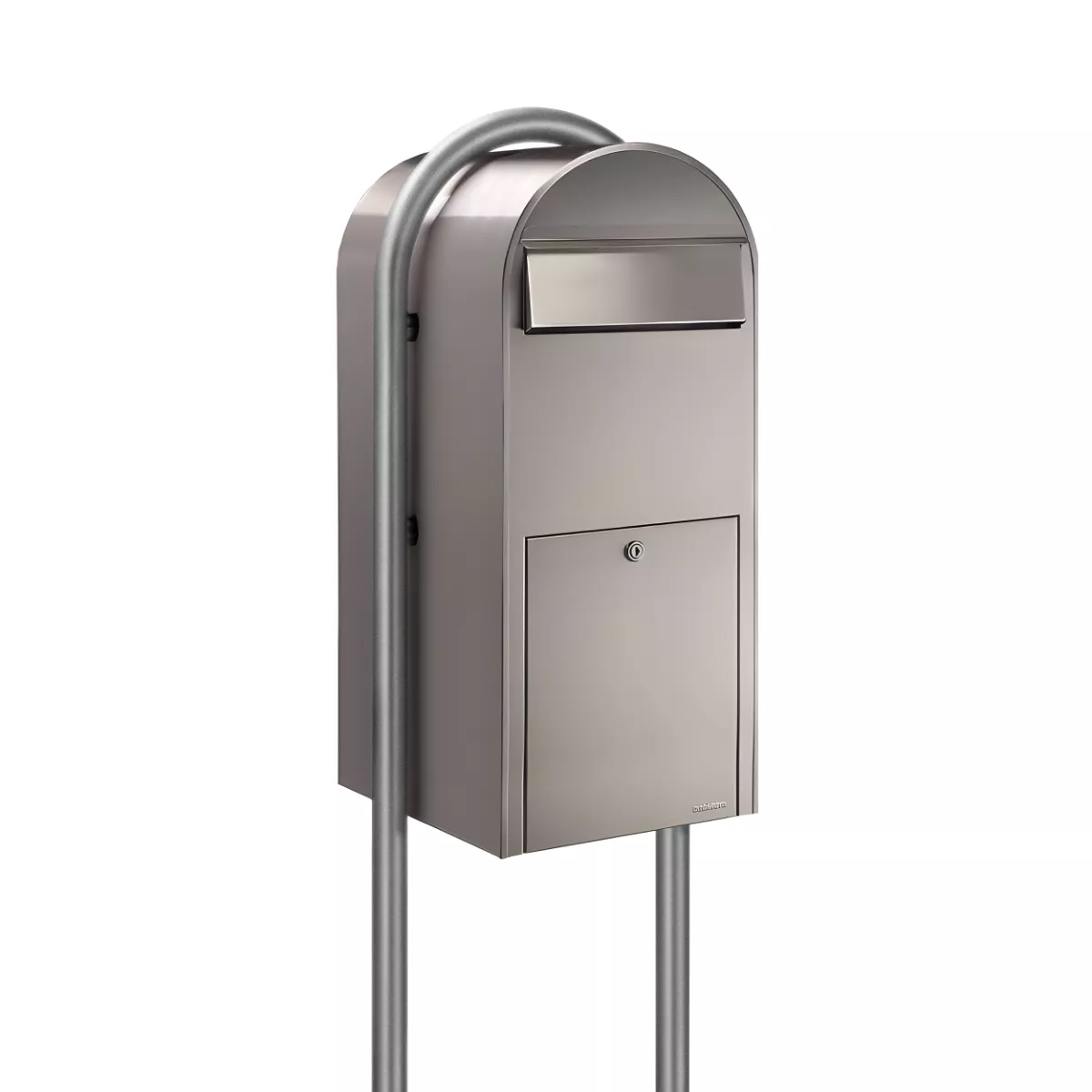 Bobi Jumbo Front Access Package Stainless Steel Mailbox and Round Zinc Post Combo Product Image