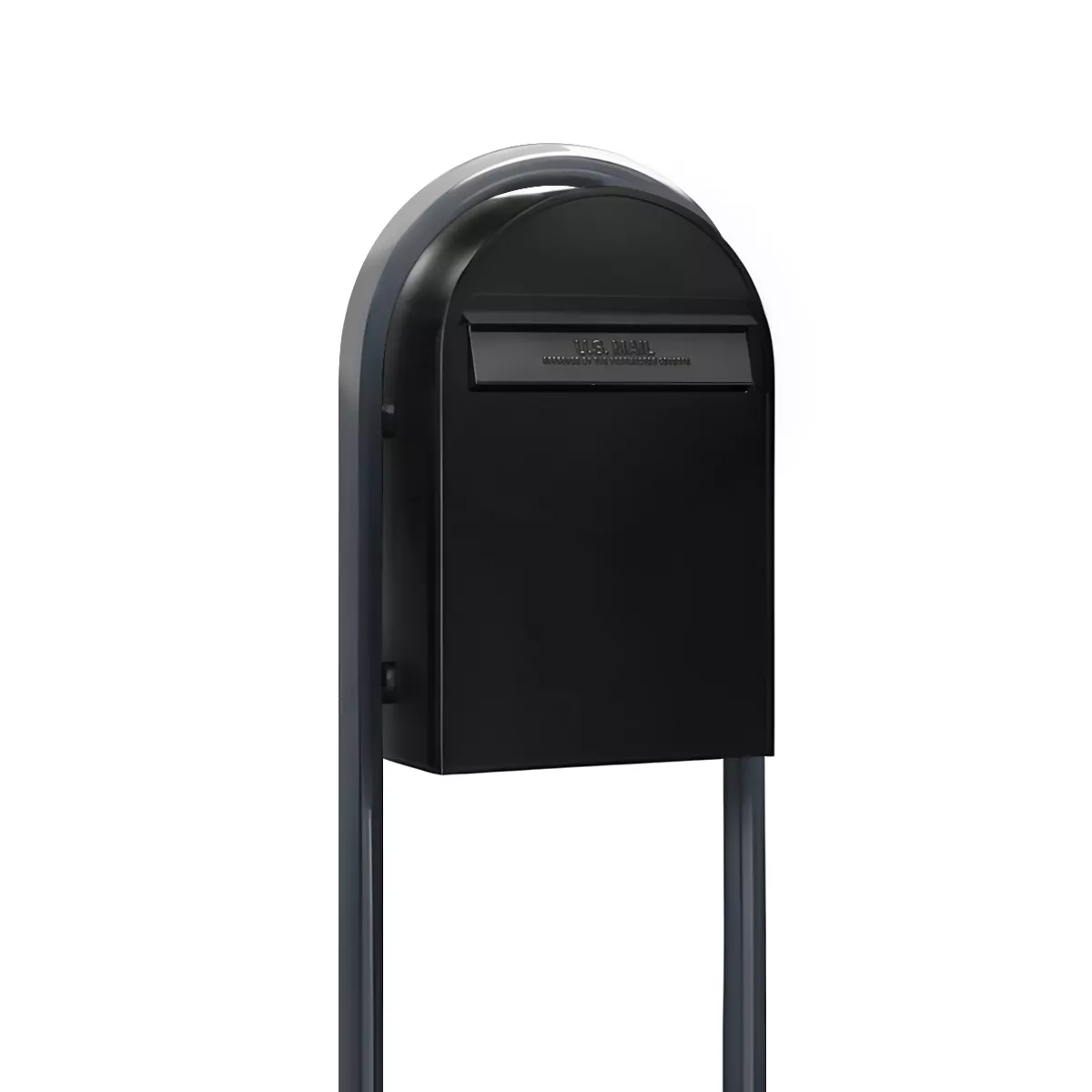USPS Approved Bobi Classic B Rear Access Modern Locking Black Mailbox and Round Grey Post Combo Product Image