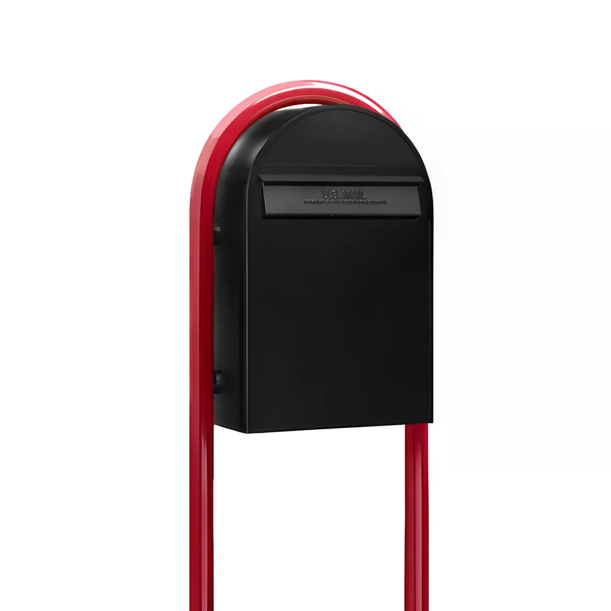 USPS Approved Bobi Classic B Rear Access Modern Locking Black Mailbox and Round Red Post Combo Product Image