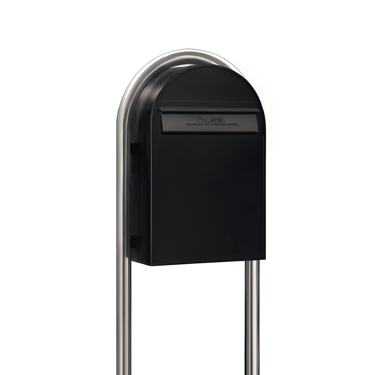 USPS Approved Bobi Classic B Rear Access Modern Locking Black Mailbox and Round Stainless Steel Post Combo Product Image