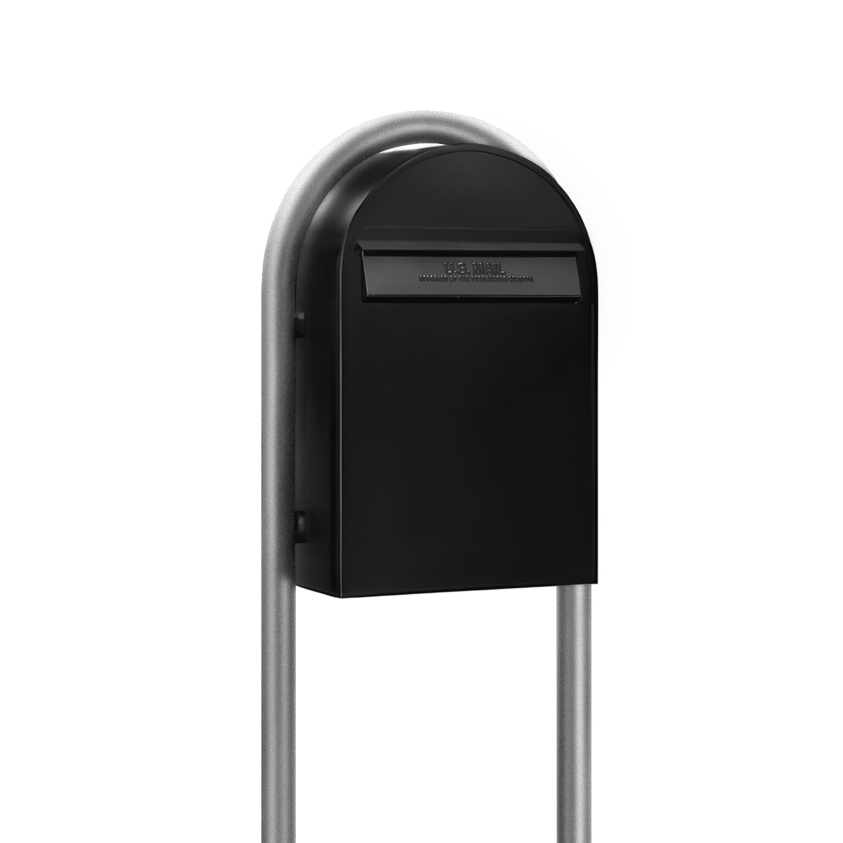 USPS Approved Bobi Classic B Rear Access Modern Locking Black Mailbox and Round Zinc Post Combo Product Image