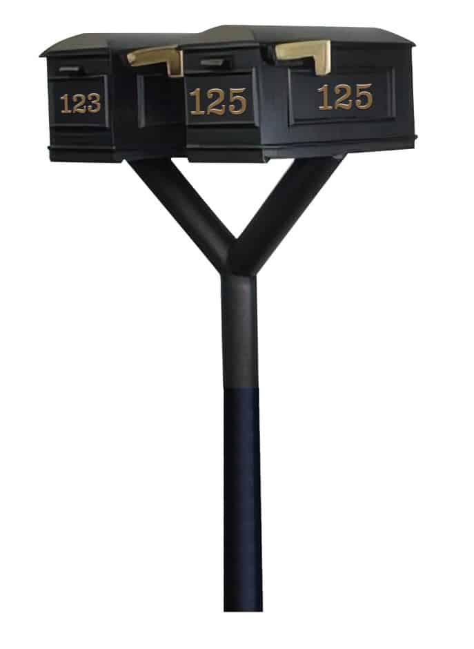 QualArc Penfield Twin Mailbox Post System, no base with two Lewiston Mailboxes Product Image