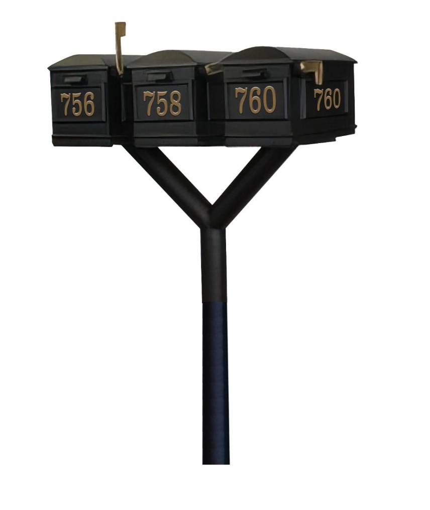 QualArc Penfield TRIPLE Mailbox Post System, no base with three Lewiston Mailboxes Product Image