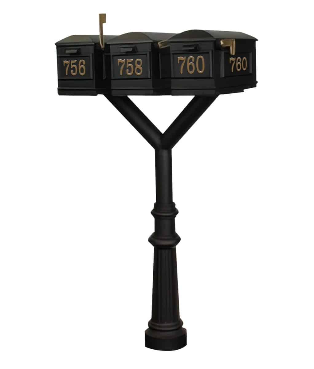 QualArc Penfield TRIPLE Mailbox Post System, base 8 with three Lewiston Mailboxes Product Image