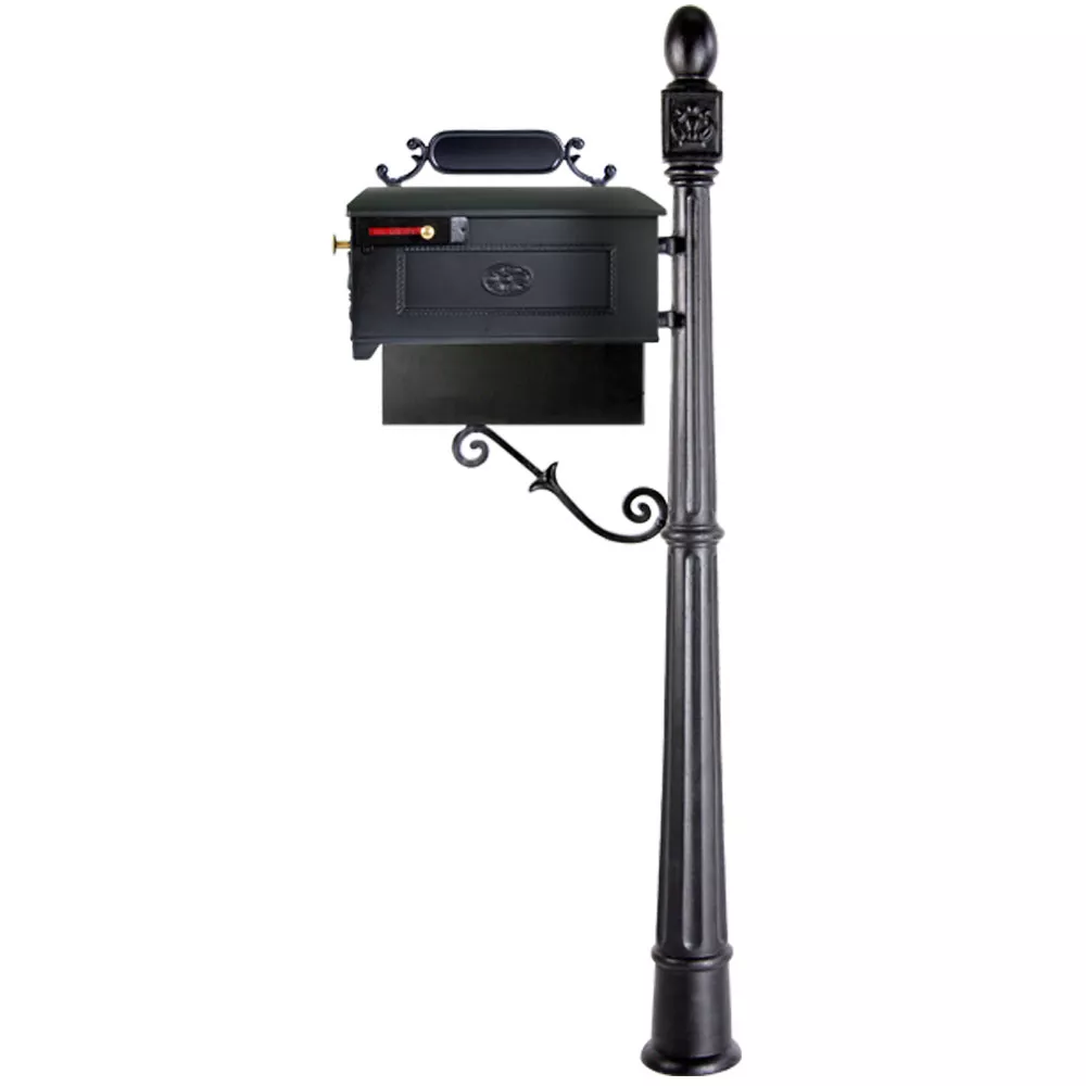 Residential Mailbox System with Fleur de Lis Mailbox and Newspaper Holder Product Image