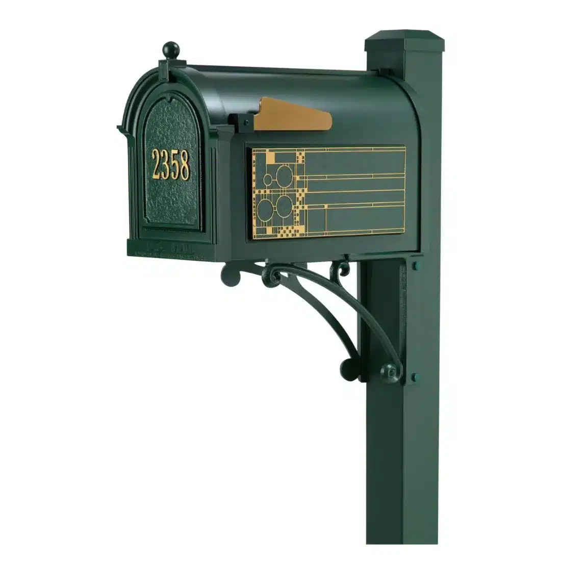 Whitehall Superior Mailbox Frank Lloyd Wright Coonley Package #1 (Capitol Mailbox, Superior Post, Personalized Door, Non-Personalized Coonley Side Plaques) Product Image