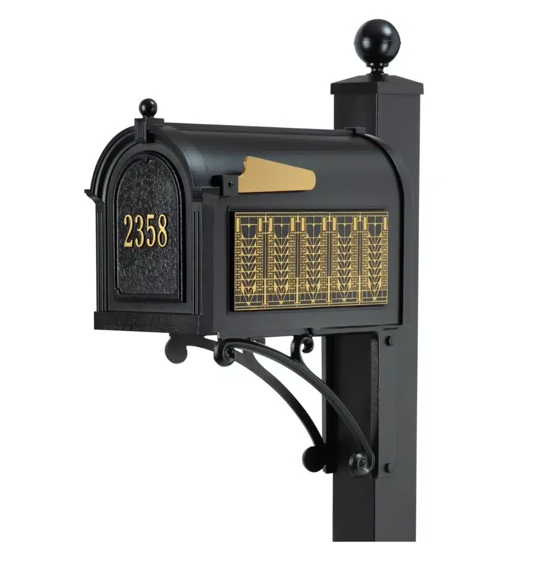 Whitehall Deluxe Mailbox Frank Lloyd Wright Tree Of Life Package #1 (Capitol Mailbox, Deluxe Post, Personalized Door, Non-Personalized Tree Of Life Side Plaques) Product Image