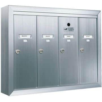 4 Compartment Surface Mount Vertical Mailboxes – Anodized Aluminum Product Image