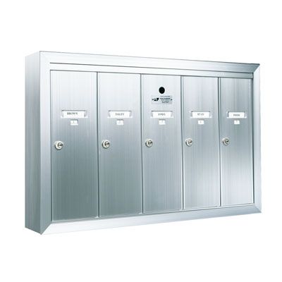 5 Compartment Surface Mount Vertical Mailboxes – Anodized Aluminum Product Image