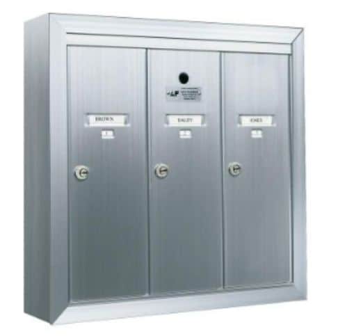 3 Compartment Surface Mount Vertical Mailboxes – Anodized Aluminum Product Image