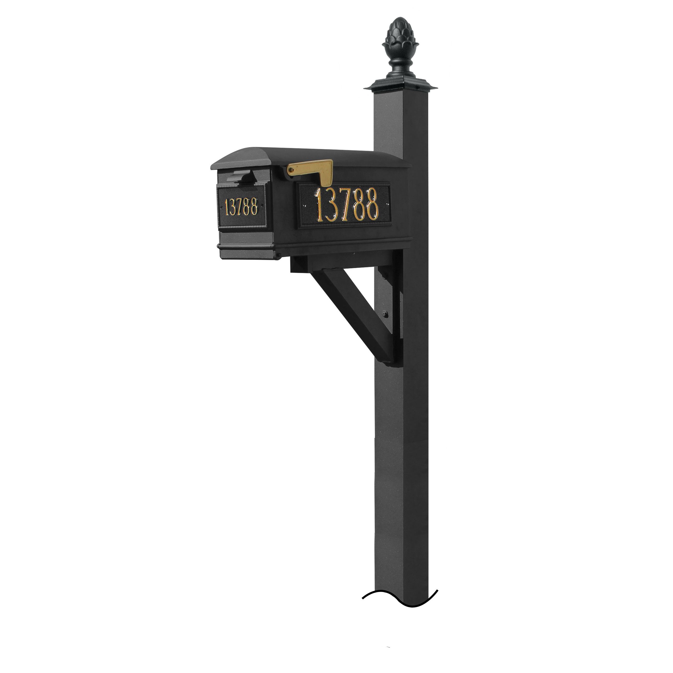 Westhaven System with Lewiston Mailbox, (3 Cast Plates) (No Base) Pineapple Finial Product Image