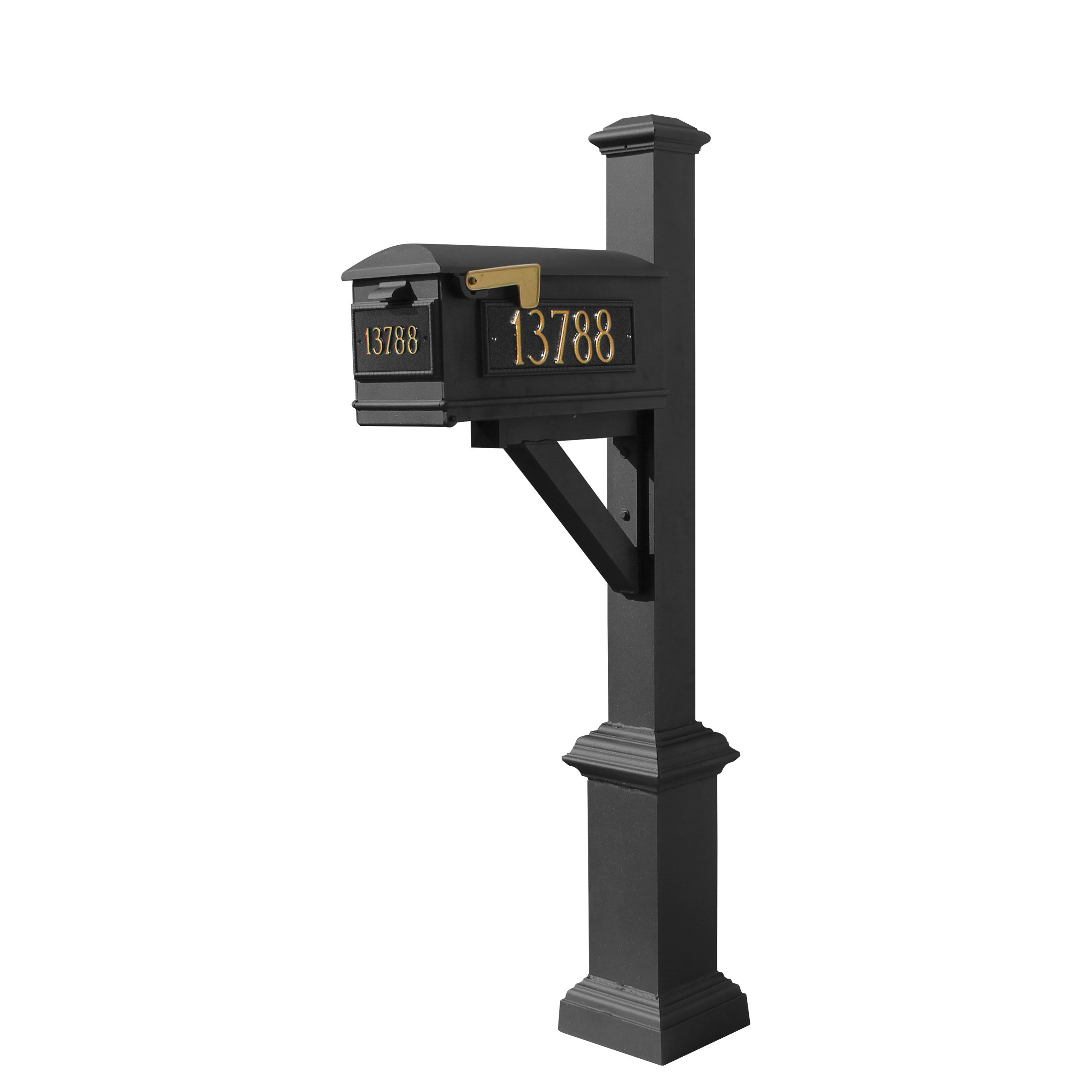 Westhaven System with Lewiston Mailbox, (3 Cast Plates) Square Base & Pyramid Finial Product Image