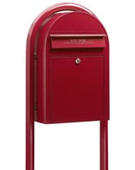Bobi Classic Mailbox Round Post Red