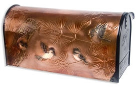 Hentzi Rural Copper Mailbox Chickadee Family