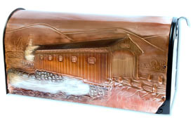 Hentzi Rural Copper Mailbox Covered Bridge