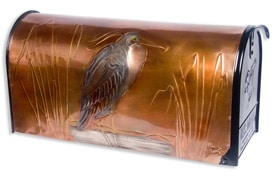 Hentzi Rural Copper Mailbox Heron