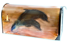 Hentzi Rural Copper Mailbox Leaping Dolphins