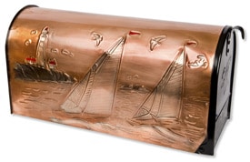 Hentzi Rural Copper Mailbox Lighthouse Sailboats