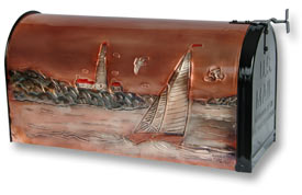 Hentzi Rural Mailbox Portland Lighthouse Sailboat