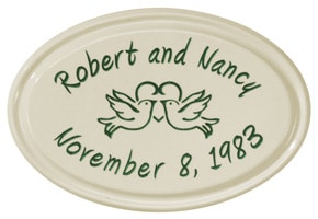 Whitehall Anniversary Heart Birds Oval Green