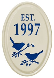 Whitehall Bird Silhouette Vertical Oval Blue