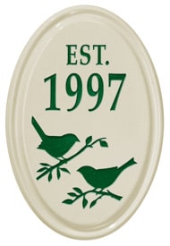Whitehall Bird Silhouette Vertical Oval Green