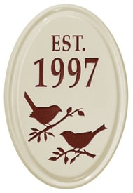 Whitehall Bird Silhouette Vertical Oval Red